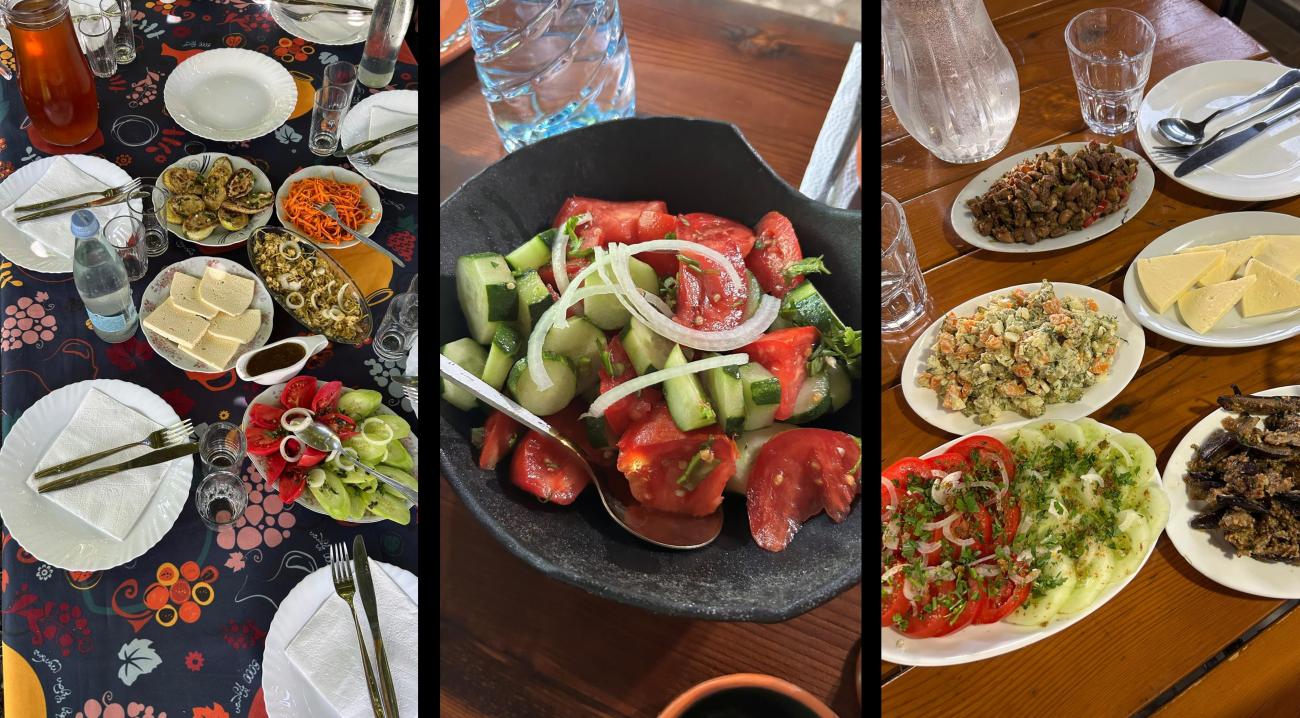 Tables filled with Georgian plates of various sizes, each offering its own distinct flavour and character